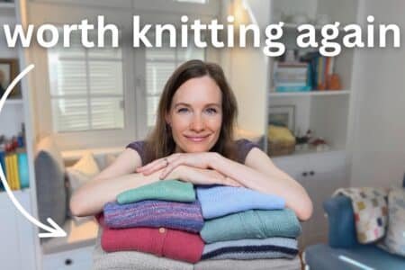 me with my 10 favorite hand knits and the text "worth knitting again"