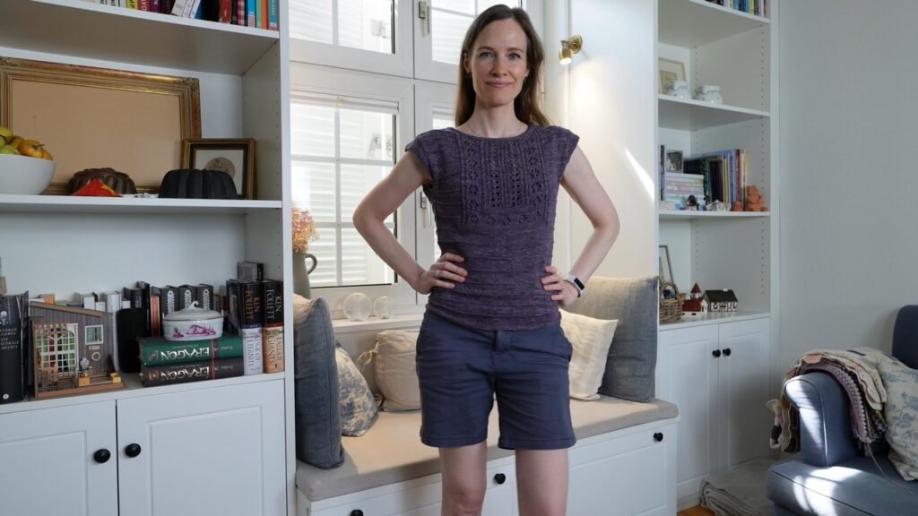 wearing my hand knitted Joni Top by Natasja Hornby